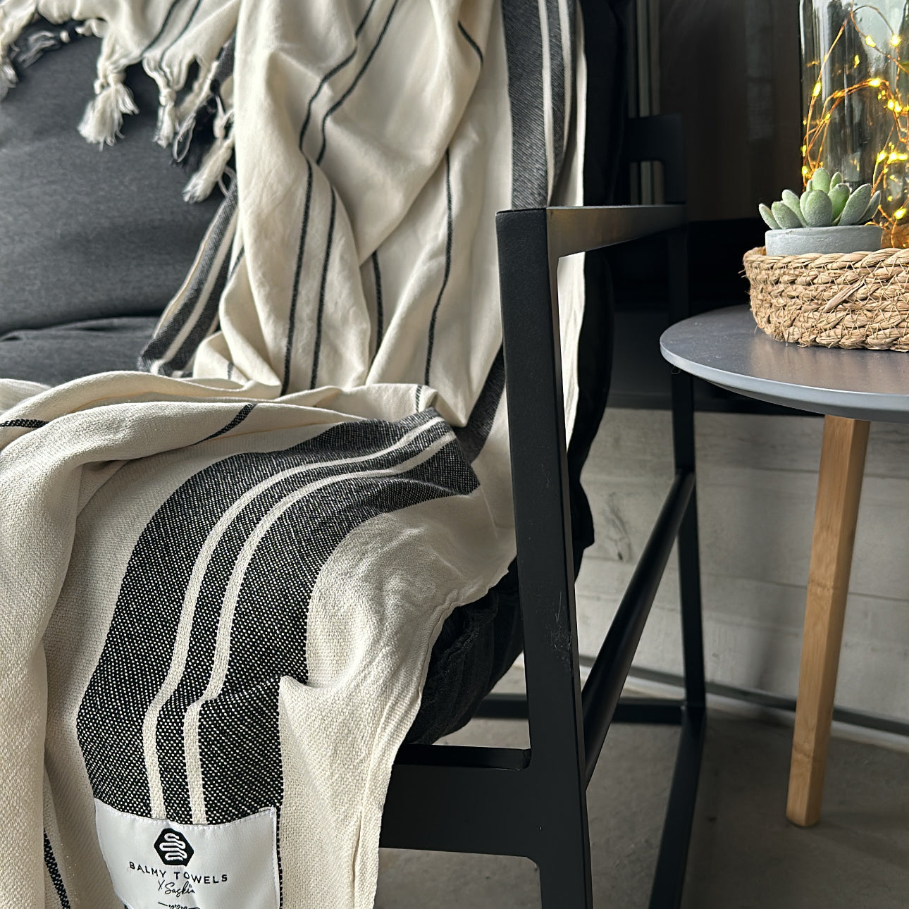 Our Beautiful  Balmy Turin Turin displayed on a chair 