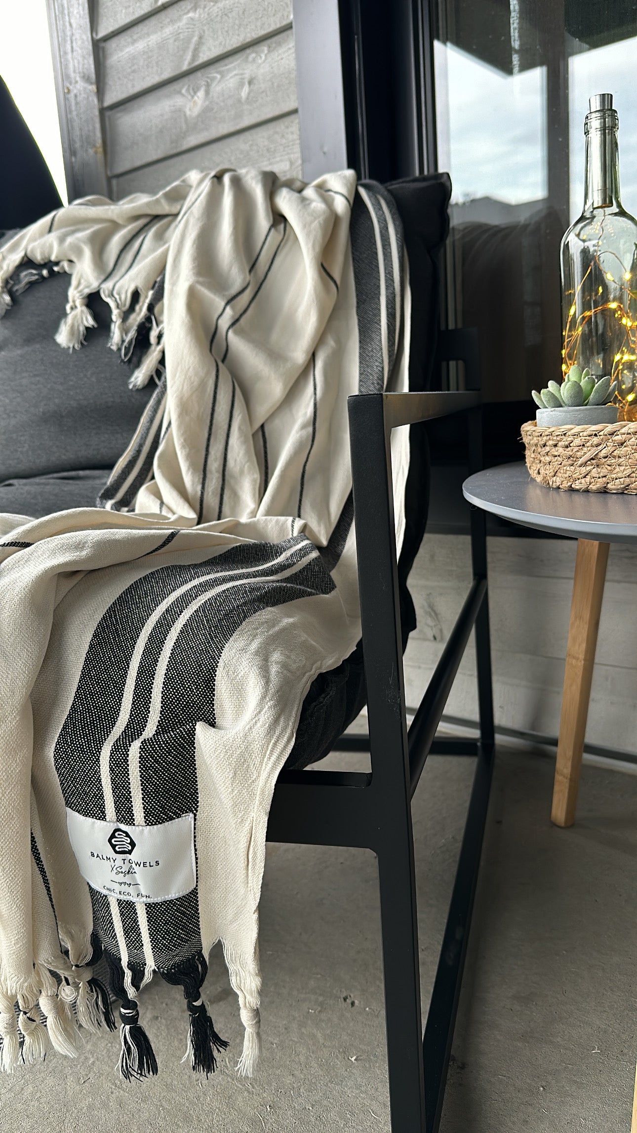 Our Beautiful  Balmy Turin Turin displayed on a chair 