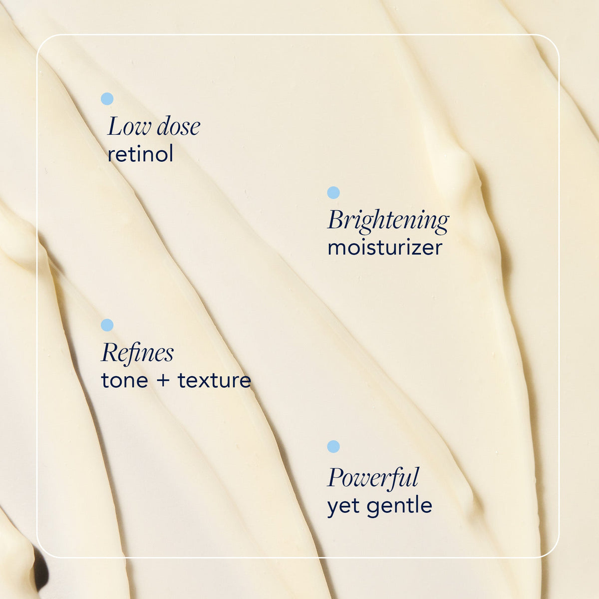 Close-up of the creamy ivory texture of Image Skincare AGELESS+ repair crème, with English captions