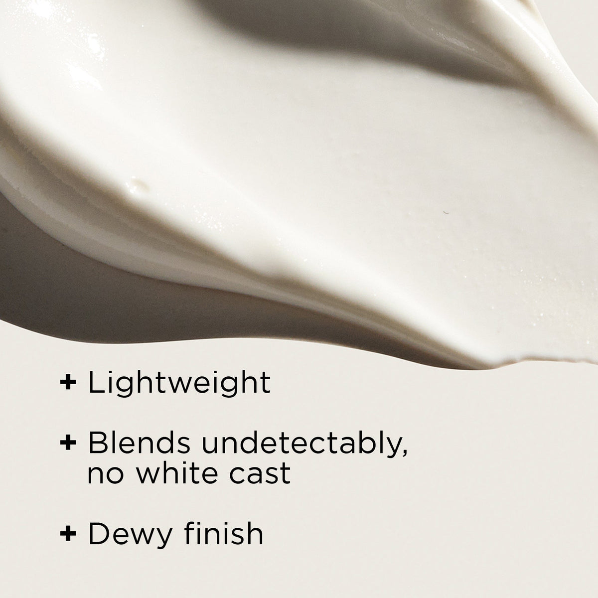 Close-up of the smooth white texture of Image Skincare pure mineral SPF 30 moisturizer, with English captions
