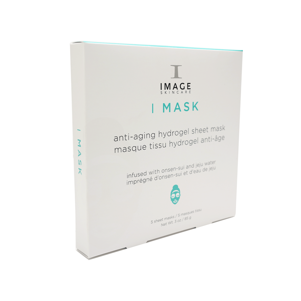 White box of Image Skincare I MASK anti-aging hydrogel sheet mask, 5 sheet masks, on a white background