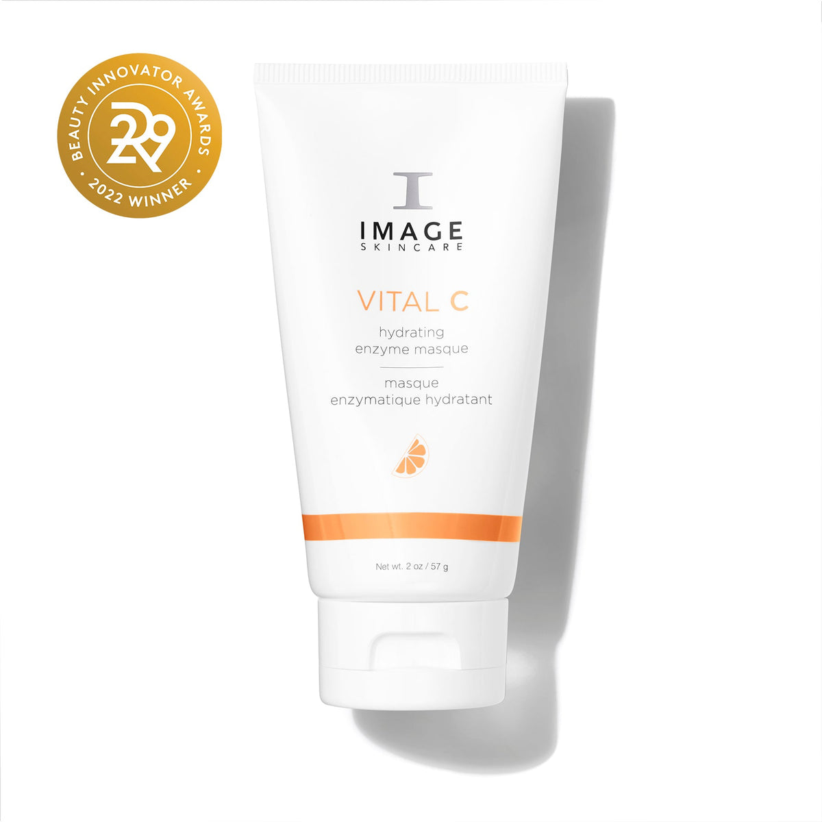 White tube with orange band, Image Skincare VITAL C hydrating enzyme masque, 57 g, gold badge in the corner
