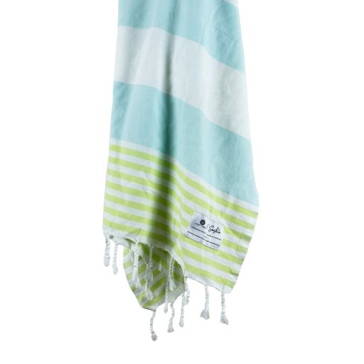 Lime green striped store towels